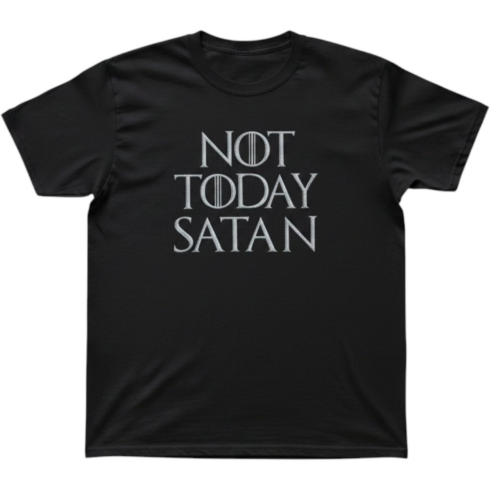 Gildan Heavy Cotton Not Today Satan Graphic T-Shirt Mens Large‎ Black